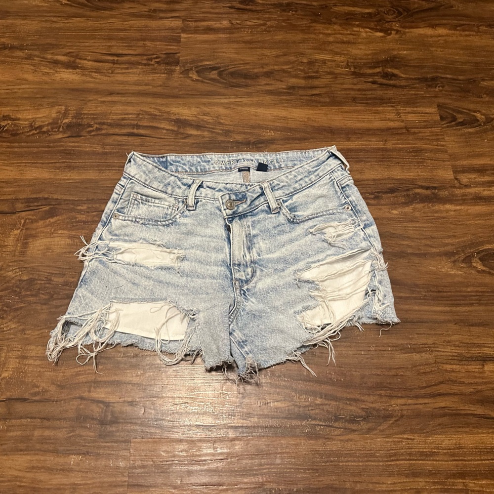 American Eagle Outfitters Light Blue Distressed Jean Shorts